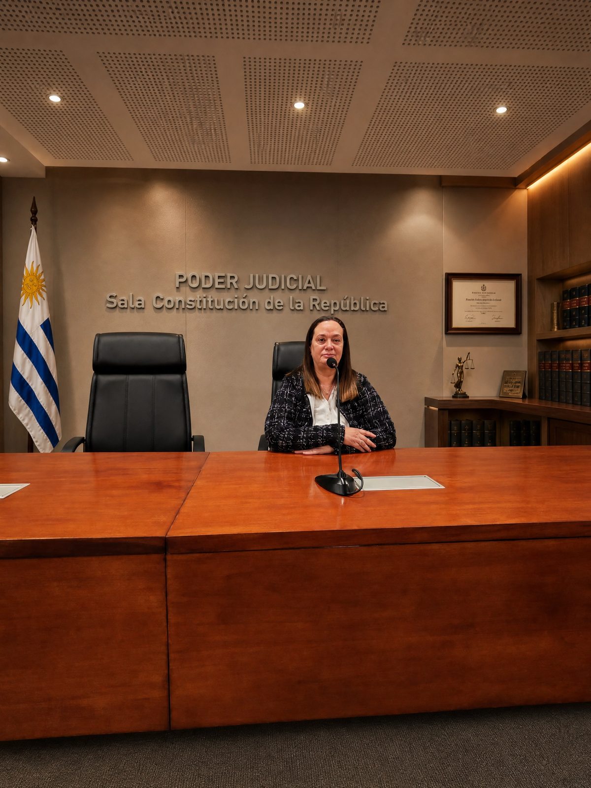 Dra. María Martínez en la Sala Constitución del Poder Judicial de la República, Uruguay